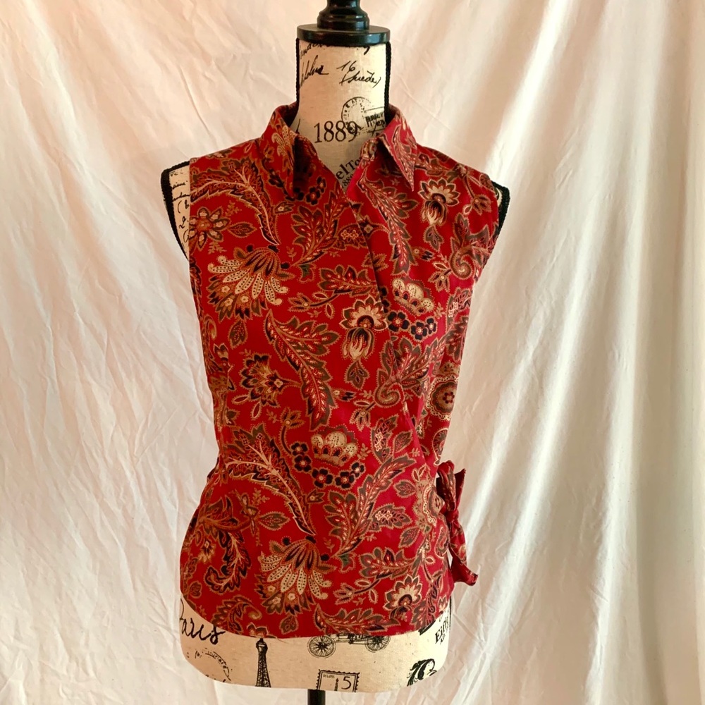 Vintage Cotton Paisley Print Wrap Shirt